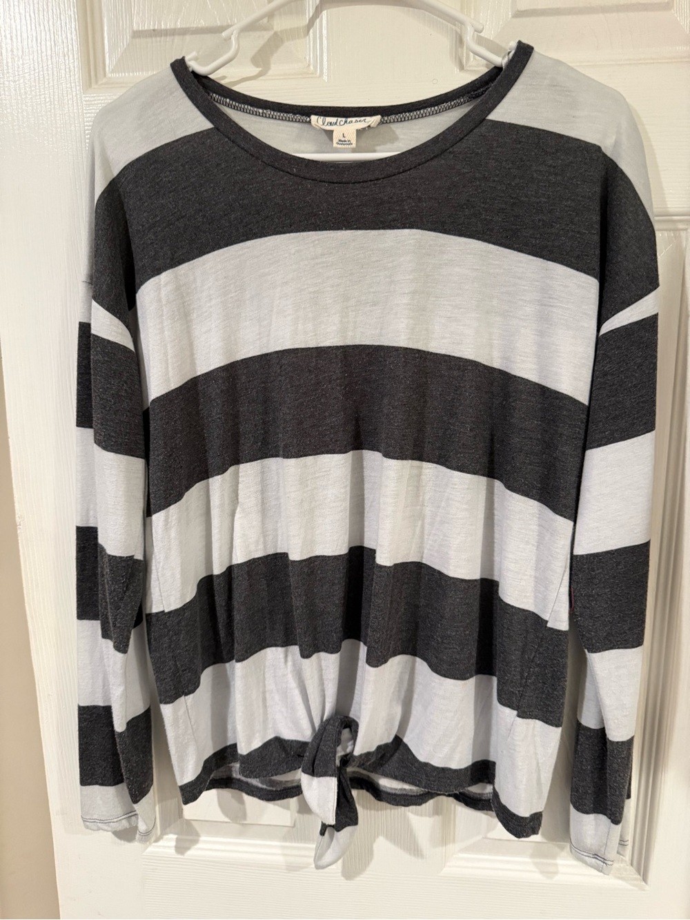 Cloud Chaser Charcoal and White Crewneck Top